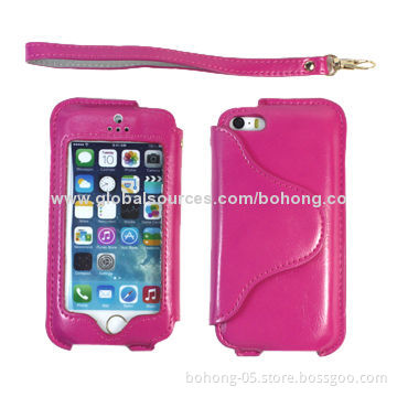 Leather case for iPhone 5S with kickstand, various colors are available